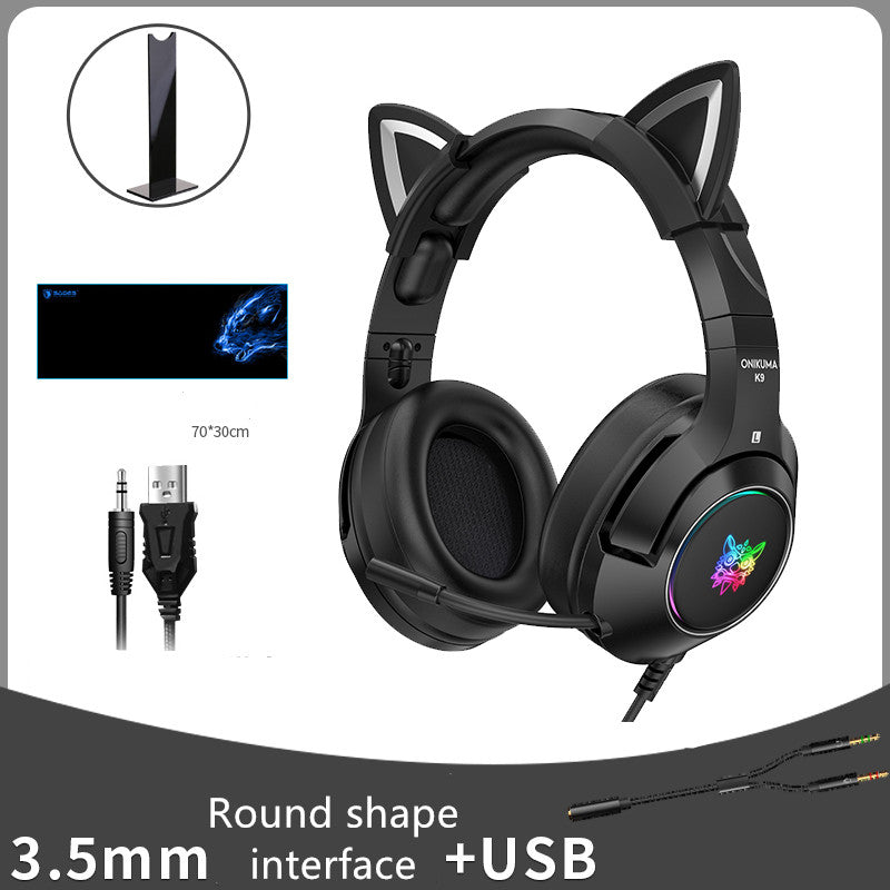 Head-Mounted Wired Gaming Headset for Girls