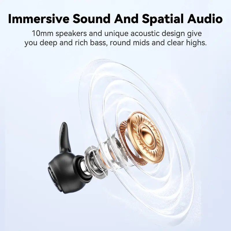 HTC NE76 Bluetooth 6.0 Wireless Earbuds - Metal In-Ear Mini Invisible Headset with 20kHz Audio, Lithium-Ion Battery, Noise Isolation, Comfortable for Side Sleepers, Ideal Travel Accessory
