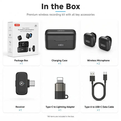 Compact Wireless Lavalier Microphone with Charging Case - Wireless Lapel Mic for Cells, Plug & Play, 131Ft Range, 20H Battery, Audio Recording, Mini Vlogging Equipment for Content Creation
