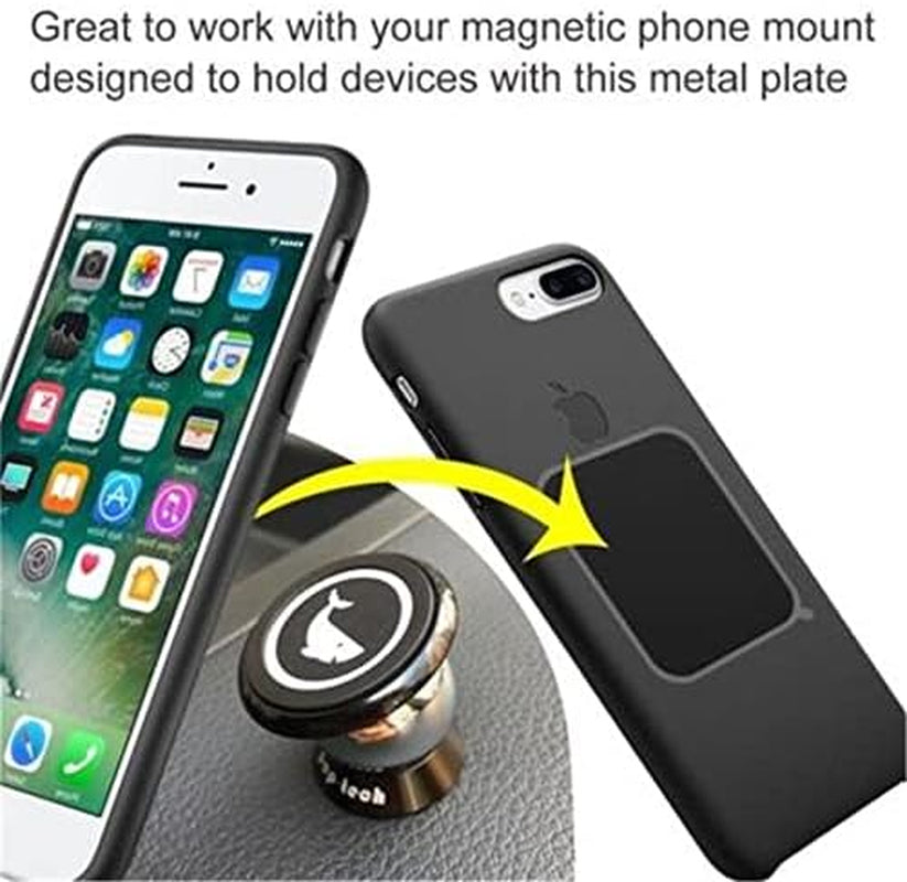 16-Pack Replacement Metal Plates for Magnetic Phone Holders and Mounts - Includes 8 Black Round and 8 Rectangular Iron Discs with 3M Adhesive Backing