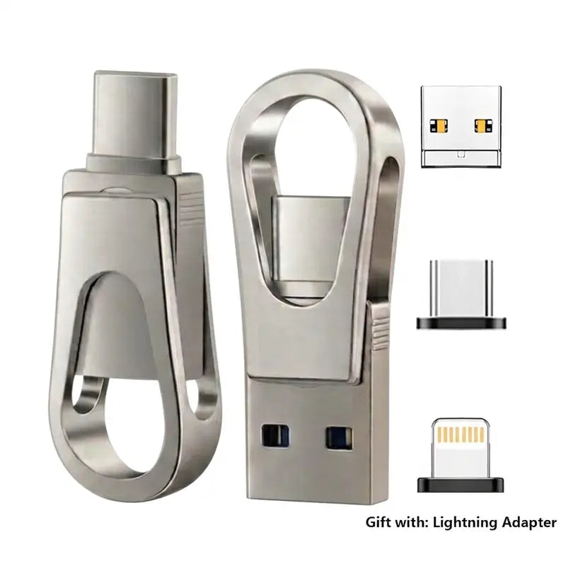 3-in-1 USB Flash Drive with Type-C OTG Dual Interface, High Capacity Memory Stick, No App Required, Compatible with iOS, Android, and HarmonyOS for Mobile and Computer Use | Summerwins