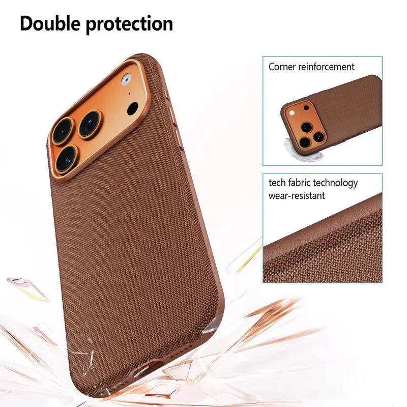 MagSafe-Compatible Woven Texture Star Cellphone Case for iPhone 18 Pro Max and 17-13 Pro Max, Drop-Resistant, Shockproof, Anti-Slip, with Raised Camera Edges and Elegant Retro Bag-Inspired Design