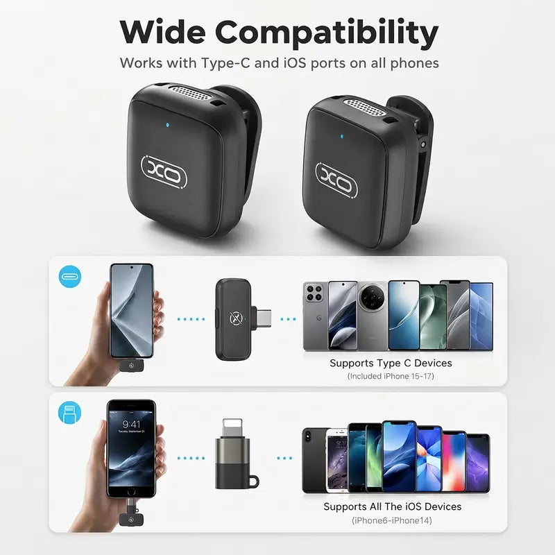 Compact Wireless Lavalier Microphone with Charging Case - Wireless Lapel Mic for Cells, Plug & Play, 131Ft Range, 20H Battery, Audio Recording, Mini Vlogging Equipment for Content Creation