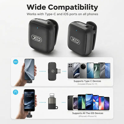 Compact Wireless Lavalier Microphone with Charging Case - Wireless Lapel Mic for Cells, Plug & Play, 131Ft Range, 20H Battery, Audio Recording, Mini Vlogging Equipment for Content Creation