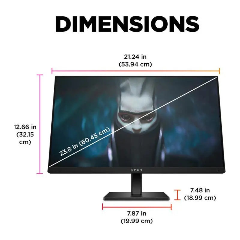 OMEN by HP 24 Gaming Monitor - 23.8In FHD Crisp Details, 165Hz Refresh Rate, for Pc/Console, DP Port, Computer Office Desktop Laptop Component Monitor