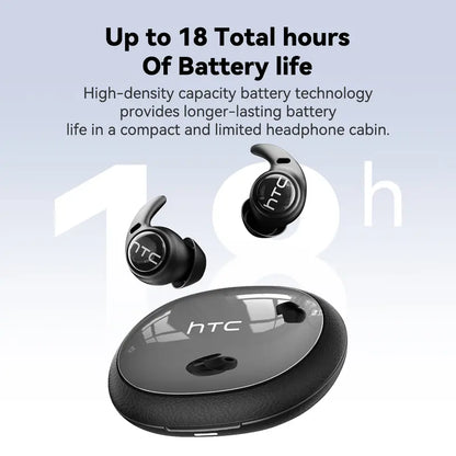 HTC NE76 Bluetooth 6.0 Wireless Earbuds - Metal In-Ear Mini Invisible Headset with 20kHz Audio, Lithium-Ion Battery, Noise Isolation, Comfortable for Side Sleepers, Ideal Travel Accessory