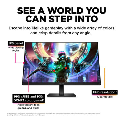 OMEN by HP 24 Gaming Monitor - 23.8In FHD Crisp Details, 165Hz Refresh Rate, for Pc/Console, DP Port, Computer Office Desktop Laptop Component Monitor