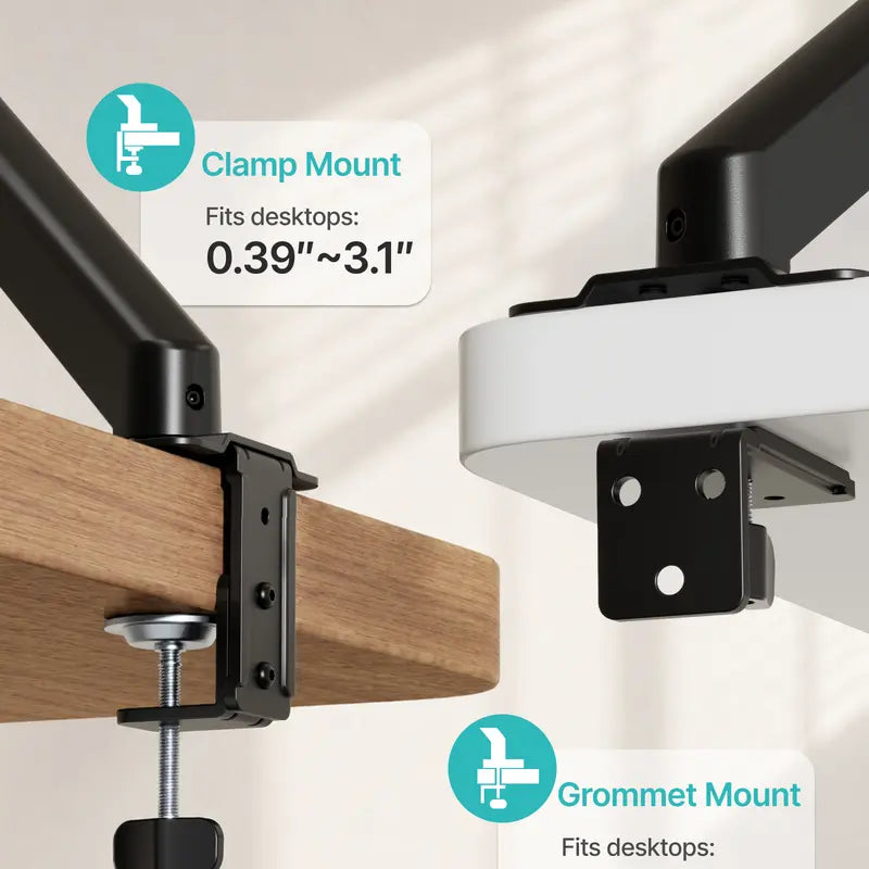 PEGZONE Ergonomic Monitor Stand - Single & Dual Gas Spring Adjustable Monitor Arm, Fits up to 32" Screens (Max 19.8Lbs), Includes Desk Clamp & Grommet Base