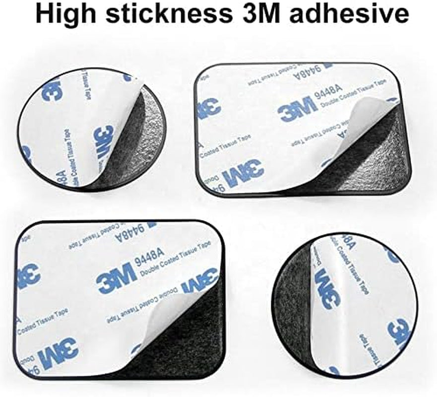 16-Pack Replacement Metal Plates for Magnetic Phone Holders and Mounts - Includes 8 Black Round and 8 Rectangular Iron Discs with 3M Adhesive Backing