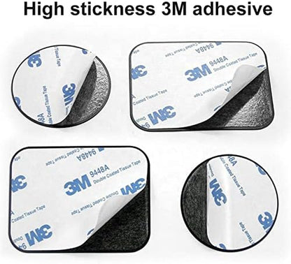16-Pack Replacement Metal Plates for Magnetic Phone Holders and Mounts - Includes 8 Black Round and 8 Rectangular Iron Discs with 3M Adhesive Backing