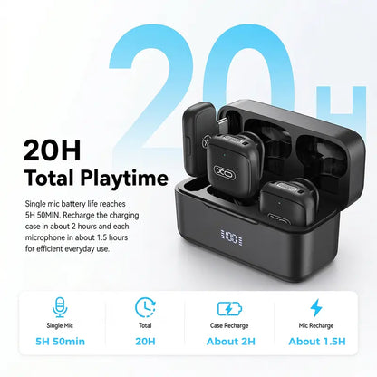 Compact Wireless Lavalier Microphone with Charging Case - Wireless Lapel Mic for Cells, Plug & Play, 131Ft Range, 20H Battery, Audio Recording, Mini Vlogging Equipment for Content Creation