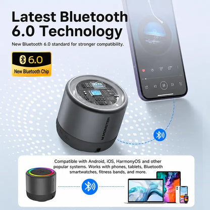Monster Rechargeable Wireless Speaker - 360° Surround Sound, RGB LED Light Show, TWS Stereo Pairing, Bluetooth 6.0, Loud Bass, High-Capacity Battery, Compact Mini, Party Sound System, Stable Connection, for Outdoor Use, Dealsforyoudays Back to School