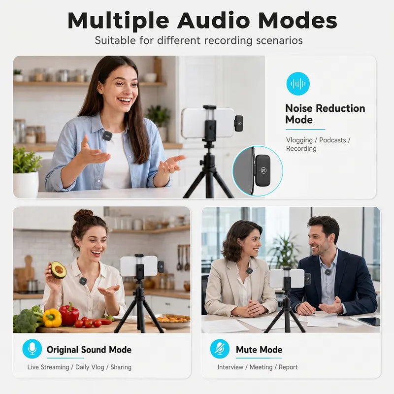 Compact Wireless Lavalier Microphone with Charging Case - Wireless Lapel Mic for Cells, Plug & Play, 131Ft Range, 20H Battery, Audio Recording, Mini Vlogging Equipment for Content Creation