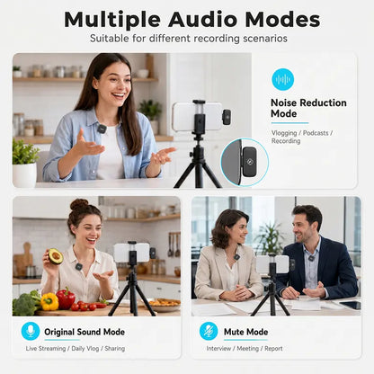 Compact Wireless Lavalier Microphone with Charging Case - Wireless Lapel Mic for Cells, Plug & Play, 131Ft Range, 20H Battery, Audio Recording, Mini Vlogging Equipment for Content Creation