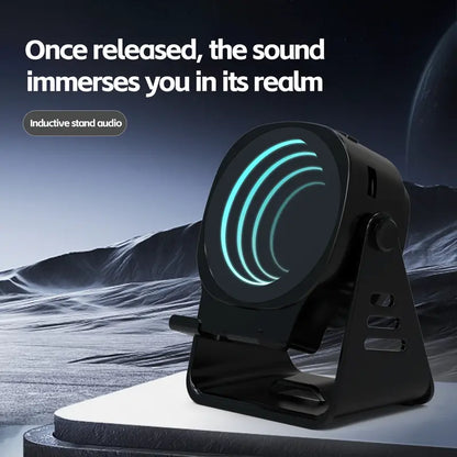 Norsem Wireless Induction Audio Speaker Stand: 5-in-1 Cellphone Holder, 4000mAh Rechargeable Emergency Power Bank, 360° Adjustable Mobile Tablet Stand with Colorful Ambient Light - Ideal Gift for Men and Women