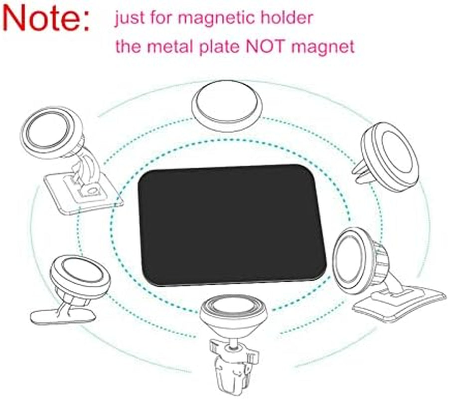16-Pack Replacement Metal Plates for Magnetic Phone Holders and Mounts - Includes 8 Black Round and 8 Rectangular Iron Discs with 3M Adhesive Backing