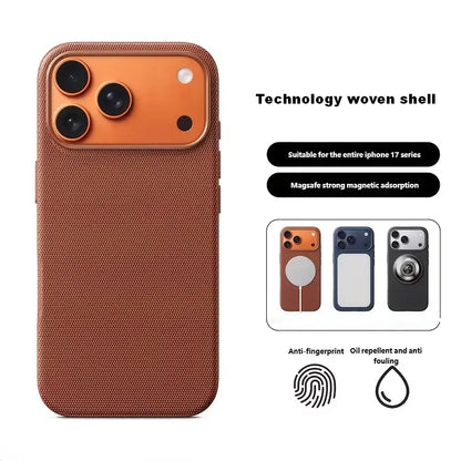 MagSafe-Compatible Woven Texture Star Cellphone Case for iPhone 18 Pro Max and 17-13 Pro Max, Drop-Resistant, Shockproof, Anti-Slip, with Raised Camera Edges and Elegant Retro Bag-Inspired Design