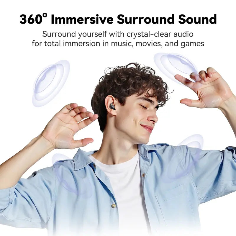 HTC NE76 Bluetooth 6.0 Wireless Earbuds - Metal In-Ear Mini Invisible Headset with 20kHz Audio, Lithium-Ion Battery, Noise Isolation, Comfortable for Side Sleepers, Ideal Travel Accessory