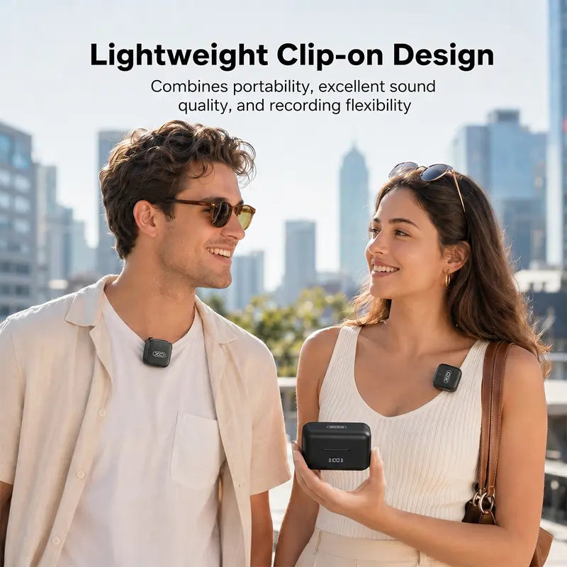 Compact Wireless Lavalier Microphone with Charging Case - Wireless Lapel Mic for Cells, Plug & Play, 131Ft Range, 20H Battery, Audio Recording, Mini Vlogging Equipment for Content Creation