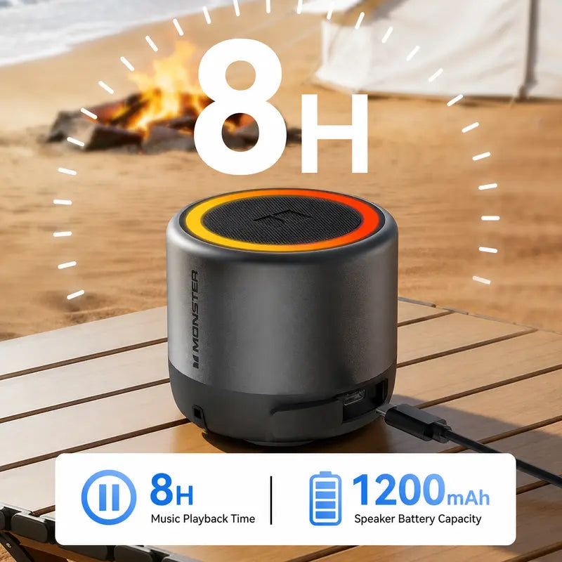 Monster Rechargeable Wireless Speaker - 360° Surround Sound, RGB LED Light Show, TWS Stereo Pairing, Bluetooth 6.0, Loud Bass, High-Capacity Battery, Compact Mini, Party Sound System, Stable Connection, for Outdoor Use, Dealsforyoudays Back to School