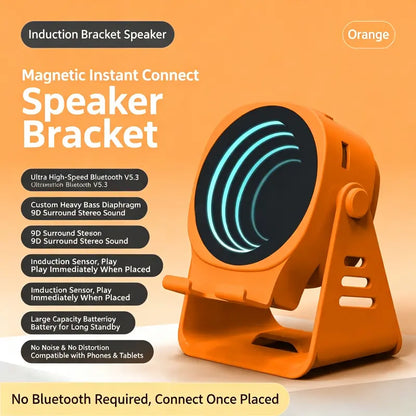 Norsem Wireless Induction Audio Speaker Stand: 5-in-1 Cellphone Holder, 4000mAh Rechargeable Emergency Power Bank, 360° Adjustable Mobile Tablet Stand with Colorful Ambient Light - Ideal Gift for Men and Women