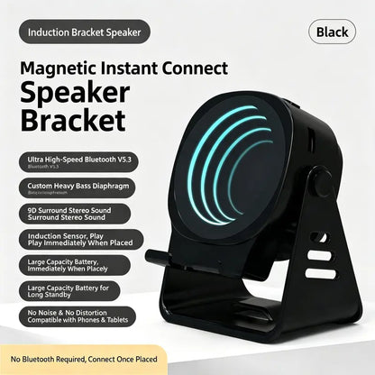 Norsem Wireless Induction Audio Speaker Stand: 5-in-1 Cellphone Holder, 4000mAh Rechargeable Emergency Power Bank, 360° Adjustable Mobile Tablet Stand with Colorful Ambient Light - Ideal Gift for Men and Women