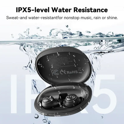 HTC NE76 Bluetooth 6.0 Wireless Earbuds - Metal In-Ear Mini Invisible Headset with 20kHz Audio, Lithium-Ion Battery, Noise Isolation, Comfortable for Side Sleepers, Ideal Travel Accessory