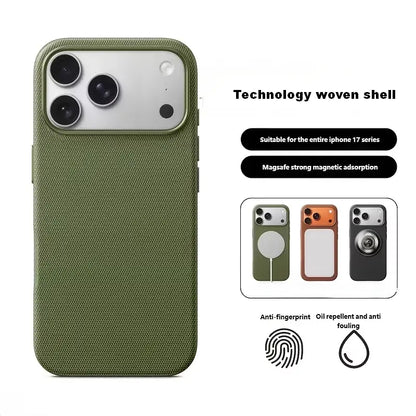 MagSafe-Compatible Woven Texture Star Cellphone Case for iPhone 18 Pro Max and 17-13 Pro Max, Drop-Resistant, Shockproof, Anti-Slip, with Raised Camera Edges and Elegant Retro Bag-Inspired Design